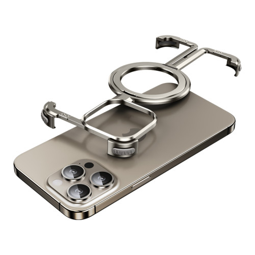 Metal Frame Phone Case With Stand Shockproof Ultra-thin Phone Holder Aluminum Case for iPhone 15 Pro Max
