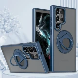 360° Rotatable Magnetic Ring Holder Stand Phone Case for Samsung Galaxy S24 Ultra S23 S22 Plus with Translucent Matte Back Cover