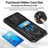 Case For Samsung Galaxy S24 S23 S22 S21 Ultra Plus S20 FE A55 A35 A15 A54 A34 4G 5G Slide Camera Card Holder 360° Ring Cover