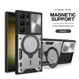Camera Slide Window Protect Case For Samsung S24 Ultra S23 Plus S22 S21 S20 FE Note 20 Ultra 5G Magnetic Ring Holder Phone Cover