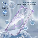 Transparent Magnetic Phone Case for Samsung Galaxy S23 FE S24 S22 Plus Note 20 Ultra Plastic Hard Shell Shockproof Clear Cover