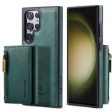 2 IN 1 Case For Samsung Galaxy S24 S23 Ultra Plus FE Wireless Charger Magsafe Wallet Lather Card Pocket Magnetic Kickstand Case