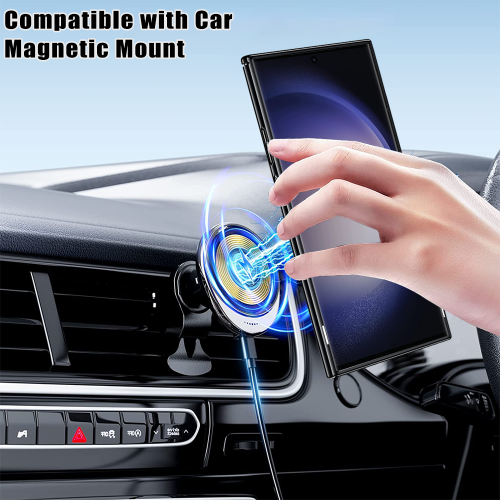 Plating Ring Magnetic Transparent Support Phone Case for Samsung Galaxy S24 S23 S23FE S22 S20FE Ultra Plus 5G Cover
