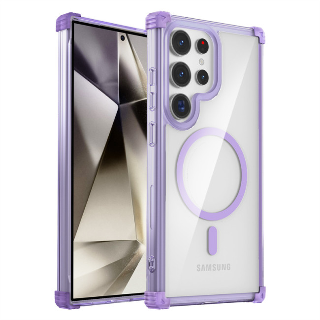 Transparent Magnetic Phone Case for Samsung Galaxy S23 FE S24 S22 Plus Note 20 Ultra Plastic Hard Shell Shockproof Clear Cover