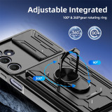 Case For Samsung Galaxy S24 S23 S22 S21 Ultra Plus S20 FE A55 A34 A54 A15 A53 A14 4G 5G Slide Camera Card Holder 360° Ring Cover
