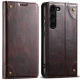 Classic Wallet Flip Genuine Leather Case For Samsung Galaxy S24 S23 Fe S22 Plus Ultra Magnetic Book Flip Phone Cover Bag Cases