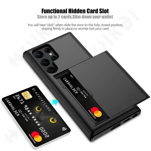 Case For Samsung Galaxy S24 S23 S22 S21 Ultra Note 20 S10 Plus Slim Dual Lay Heavy Duty Protective Hidden Card Slot Wallet Cover