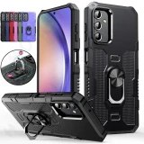 Case For Samsung Galaxy S24 S23 S22 S21 Ultra Plus Note 20 A54 A34 A14 5G Bumper Shockproof  Metal Ring Hard PC Silicone Cover