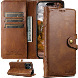 SUTENI Clamshell magnetic buckle card wallet leather phone case For iPhone 15ProMax 14Plus  13mini 12 11 X XR XSMAX 7/8Plus SE2