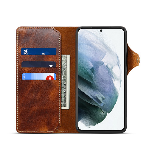 100% Real Leather Case For Samsung Galaxy S24 S23 Ultra S22 S21 S20 Plus Note 9 10 20 Ultra Card Bag Cowhide Wallet Soft Cover