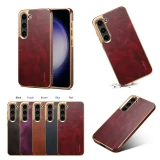 EUCAGR Luxury Genuine Leather Business Case for Samsung Galaxy S24 Ultra Fashion Shockproof Back Cover For Galaxy S23 Plus Ultra
