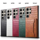 EUCAGR Luxury Crocodile Pattern Leather Wallet Case For Samsung S24 S23 Ultra Plus A05S A15 A25 A35 A55 5G Shockproof Back Cover