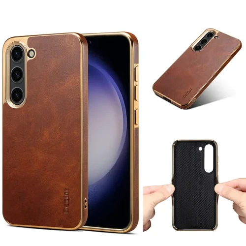EUCAGR Luxury Genuine Leather Business Case for Samsung Galaxy S24 Ultra Fashion Shockproof Back Cover For Galaxy S23 Plus Ultra
