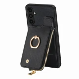 Vintage Zipper Cards Solt Wallet Ring Holder Leather Case for Samsung Galaxy S23 Ultra S22 S21 Plus A54 A34 A14 A53 5G Bag Cover
