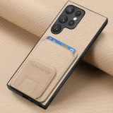 Carbon Fiber Stand Phone Case for Samsung Galaxy S23 FE S22 S24 Ultra Plus A15 A25 A24 A35 A05 A05S Wallet with Card Holder
