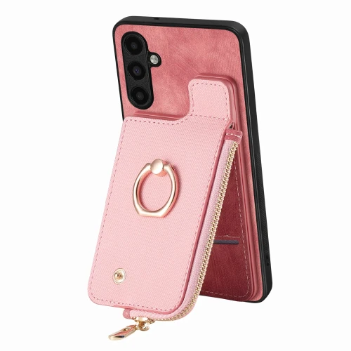 Vintage Zipper Cards Solt Wallet Ring Holder Leather Case for Samsung Galaxy S23 Ultra S22 S21 Plus A54 A34 A14 A53 5G Bag Cover