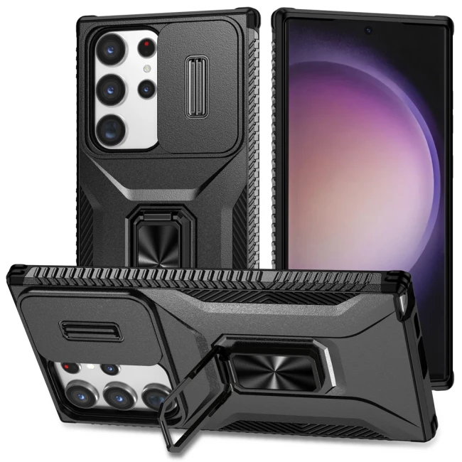 Case For S24 S23 Ultra Plus FE A54 A34 A14 5G Magnetic Stand Ring Stand Armor Anti-fall Slide Camera Kickstand Protection Cover