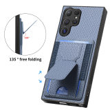 Foldable Kickstand Cards Solt Wallet Carbon Fibre Case For Samsung Galaxy S24 Ultra S23 S22 Plus S21 FE A15 A55 A35 Vertical Bag