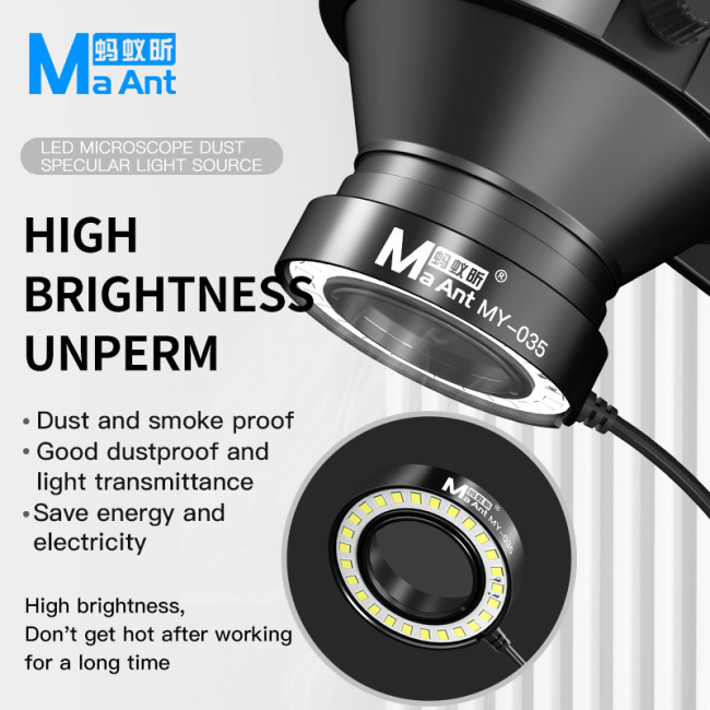 MaAnt MY-035 USB 26 LED Dustproof Mirror Light Source Suitable for Trinocular Stereo Microscope Mobile Phone Welding Repair Tool