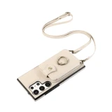 Lanyard Leather Wallet Card Phone Case for Samsung Galaxy S24 S23 Ultra S22 Plus S21 S20 FE Note 20 10 Pro Ring Flip Stand Cover