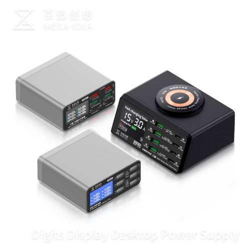 QIANLI MEGA-IDEA Multi-Port Digits Display Desktop Power Supply for Mobile Phone Smart Protection Fast Charging Tool