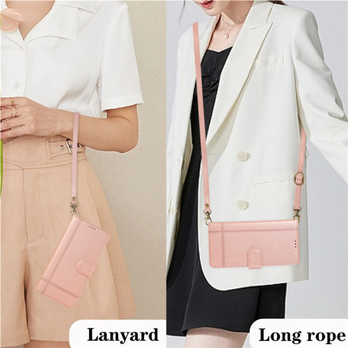 Mirror Crossbody Leather Wallet Card Phone Case for Samsung Galaxy S24 Ultra S23 Plus S22 S21 S20 FE S10 Note 20 Lanyard Cover