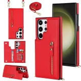 Crossbody Zipper Wallet with Card Holder Phone Case for Samsung Galaxy S23 S21 S20 FE S24 S22 Plus Note 20 Ultra Leather Cover