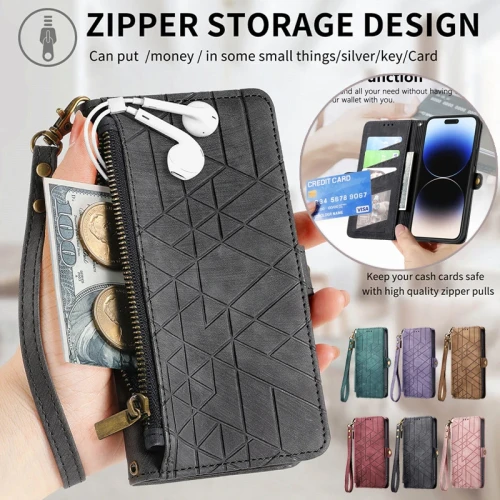 Lanyard Leather Zipper Wallet Phone Case For Samsung Galaxy S24 S23 Ultra S22 S21 FE S20 Plus A55 A35 A15 A54 A34 A14 Flip Cover