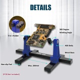 Pro'skit 0-200mm Adjustable PCB Holder 360 ° Rotation Printed Circuit Board Jig Soldering Assembly Stand Clamp Repair Tools