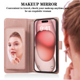 Mirror Crossbody Leather Wallet Card Phone Case for Samsung Galaxy S24 Ultra S23 Plus S22 S21 S20 FE S10 Note 20 Lanyard Cover