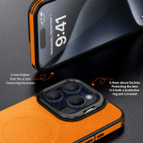 Lens Metal Ring Magnetic Leather Phone Case For iPhone 15 14 13 Pro Max Aluminum With Lens Holder Shell Shockproof Stand Cover