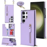 Crossbody Zipper Wallet with Card Holder Phone Case for Samsung Galaxy S23 S21 S20 FE S24 S22 Plus Note 20 Ultra Leather Cover