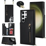 Crossbody Zipper Wallet with Card Holder Phone Case for Samsung Galaxy S23 S21 S20 FE S24 S22 Plus Note 20 Ultra Leather Cover