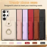 Lanyard Leather Wallet Card Phone Case for Samsung Galaxy S24 S23 Ultra S22 Plus S21 S20 FE Note 20 10 Pro Ring Flip Stand Cover