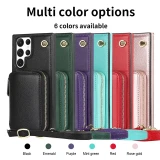 Leather Zipper Wallet Card for Samsung Galaxy S24 S23 S22 Plus S21 Ultra S20 FE S10 S9 Note 20 10 9 Lanyard  Flip Bracket Cover