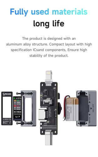 Mechanic T-824 Phone Tail Insertion Tester Digital Display Current Power Check Independent Pin Type-C Lightning No Disassembly