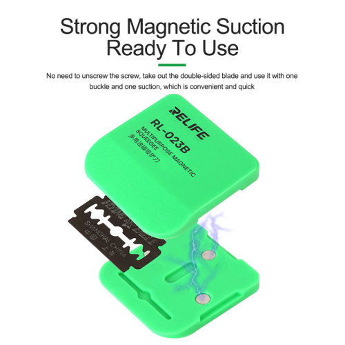 RELIFE RL-023B Multipurpose Magnetic Rework Blade Mini Squeegee for OCA Phone Screen Frame Glue Remove Tool Cut Polarizer
