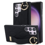 Leather Wristband Stand Ring Phone Case For Samsung Galaxy S24 Ultra S23 S22 Plus Ring Holder Shockproof Stand Hand Holder Cover