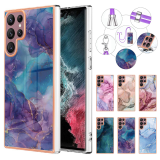 Marble Pattern Phone Case with Strap Rope For Samsung Galaxy S24 S23 Ultra S22 S21 Plus S20 FE Buckle Crossbody Rope Hand Cover