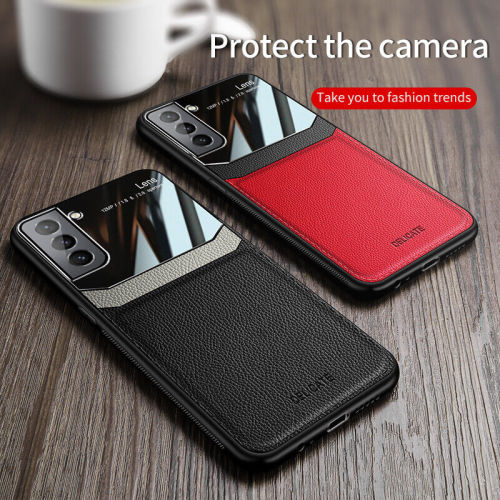 Luxury Leather Hybrid Rubber Phone Case For Samsung Galaxy S24 Ultra S22 S23 S20 Plus FE Note 20 Screen Lens Protect Hard Cover