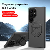 Hidden Stand Matte Case For Samsung Galaxy S24 Ultra S23+ Plus S22 5G Hard Cover Support Strong Magnetic Car Holder Bracket