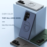 Hidden Stand Matte Case For Samsung Galaxy S24 Ultra S23+ Plus S22 5G Hard Cover Support Strong Magnetic Car Holder Bracket