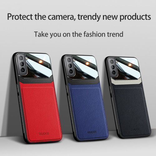 Luxury Leather Hybrid Rubber Phone Case For Samsung Galaxy S24 Ultra S22 S23 S20 Plus FE Note 20 Screen Lens Protect Hard Cover