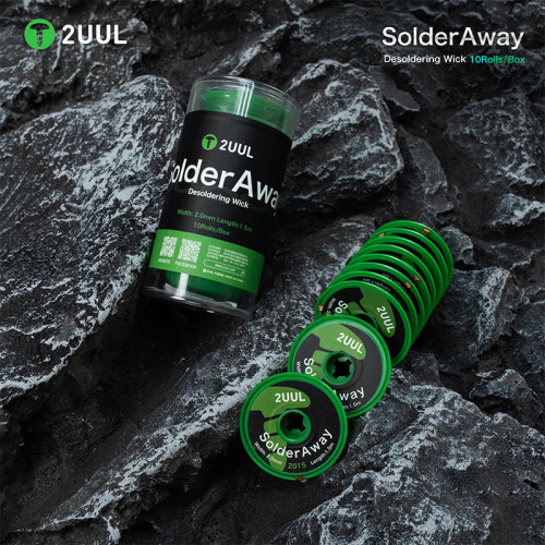 2UUL Solder Away Desoldering Wick 10Pcs/Pack DW11 Clean Soldering Rosin For PCB Repair Phone Mainboard Welding Flux Wire