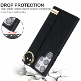 Leather Wristband Stand Ring Phone Case For Samsung Galaxy S24 Ultra S23 S22 Plus Ring Holder Shockproof Stand Hand Holder Cover