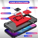 Card Slot Metal Ring Holder Phone Case For iPhone 17 Air 11 12 13 14 15 16 Pro Max Xs XR X 8 7 Plus SE 2020 2022 Sliding Window Back Cover