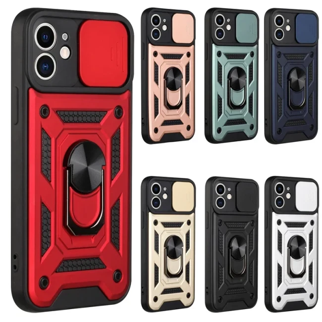 Slide Camera Lens Protector Armor Case For iPhone 17 Air 16 15 13 14 Plus 11 12 Pro Max Mini  Military Grade Bumpers Ring Cover