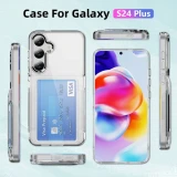 For Samsung Galaxy S24 Ultra Plus + Wallet Clear Protective Phone Case with Credit Card Holder Shockproof Transparent Cover