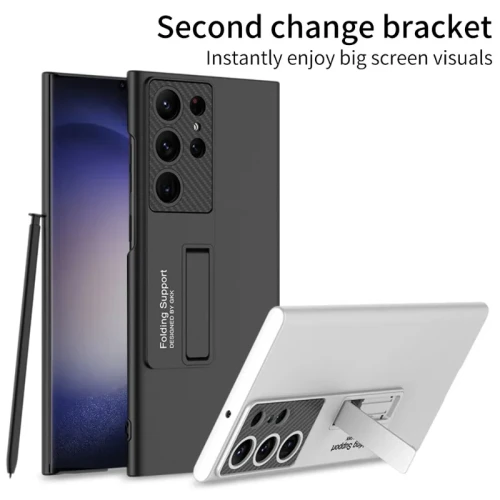 Luxury Hard Shell WIth Kickstand Phone Case for Samsung Galaxy S24 Ultra S23 S22 Plus Shockproof Holder Cover（Including Pen）