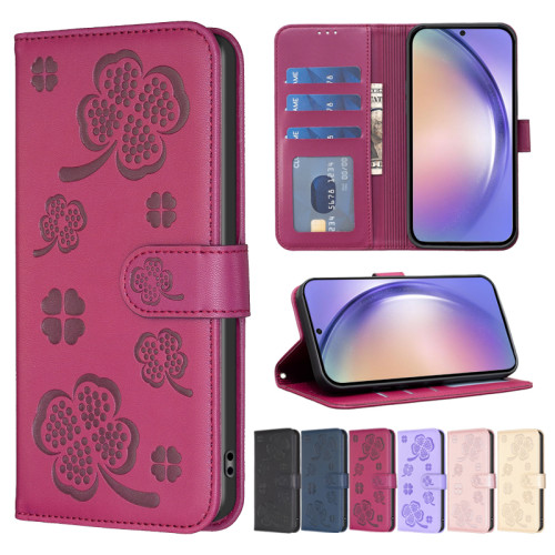 Wallet Four Leaf Cover Printed Magnetic Leather Case For Samsung Galaxy S24 S23 Ultra S22 S21 S20 FE S10 A71 A54 A51 A34 A14